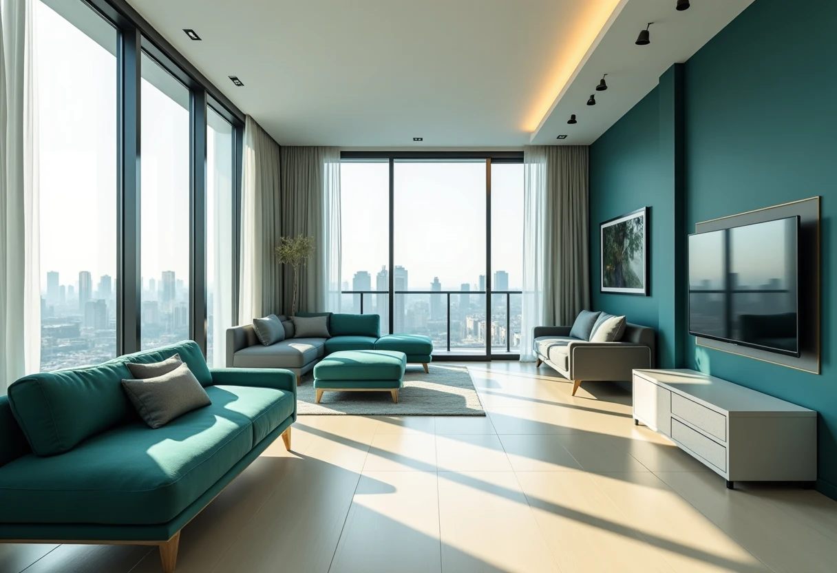Vue d'un appartement moderne et spacieux